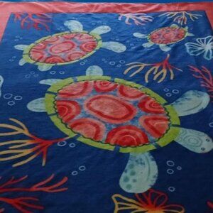 Double-Sided Coral Turtles Fleece Throw Blanket